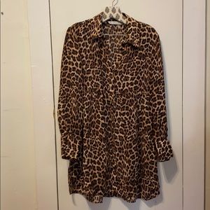 Zara Cheetah Print button up Dress